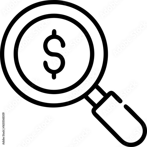 money search vector icon on white or transparent background. dollar or money or financial icons items Stroke icon collections. Editable Stroke icon collection Outline icon.