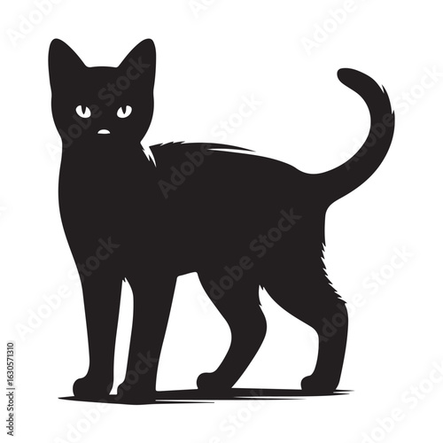 Elegant silhouette of a graceful cat in profile vector art