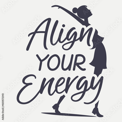 Align your energy: Silhouette of a woman in a pose that embodies grace and poise. Emphasizing positivity, balance, and spiritual equilibrium.