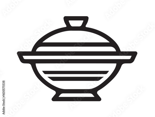 Tasty hot pot icon illustration in minimal vector style