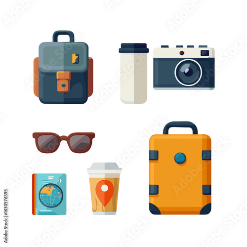 Travel essential accessories collection.