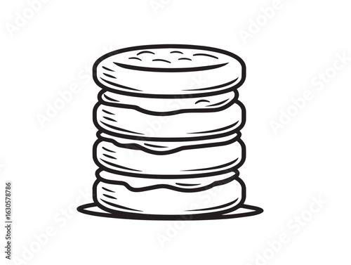 Hand drawn southern biscuits in minimal line art
