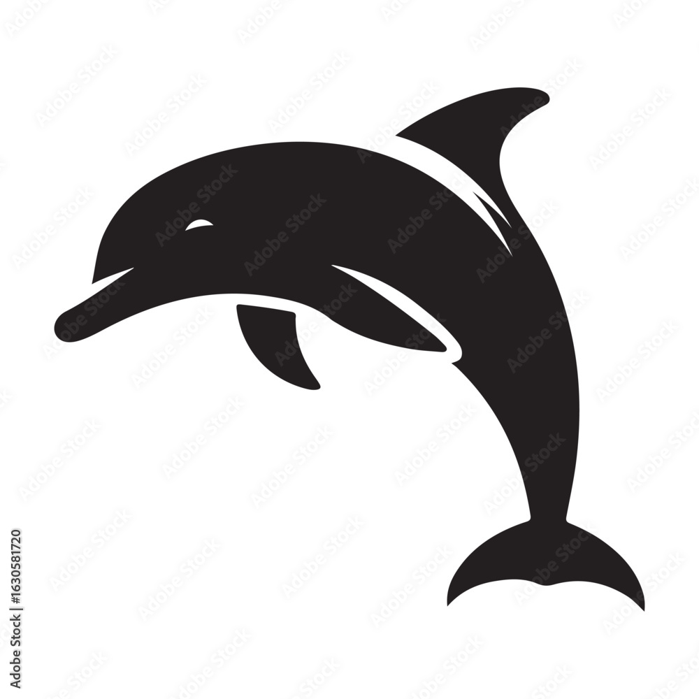 Naklejka premium Elegant dolphin silhouette in motion perfect for aquatic and marine themes