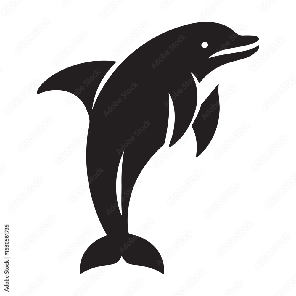 Fototapeta premium Graceful dolphin leaping in the ocean a distinctive silhouette design