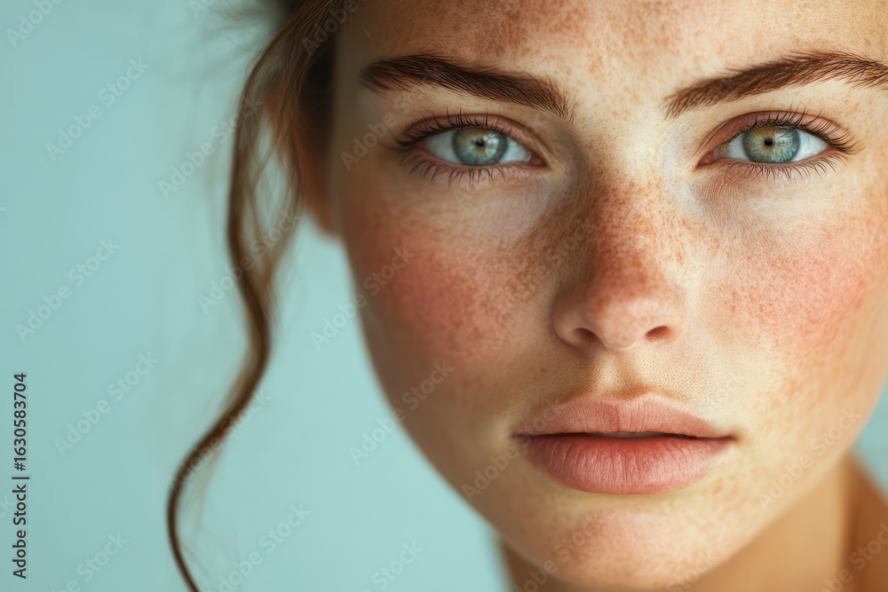 Fototapeta premium Concerned Woman with Facial Skin Irritation