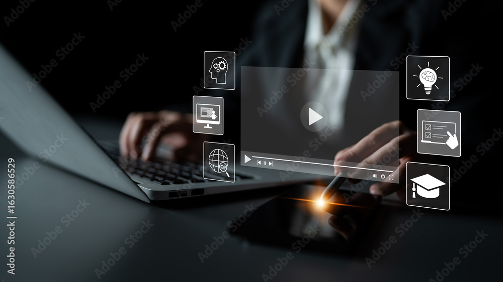 Fototapeta premium Customer centric review and rating system supports product review, digital rating concept, and customer give good trust by visualizing people choice through stars and feedback content technology Latch