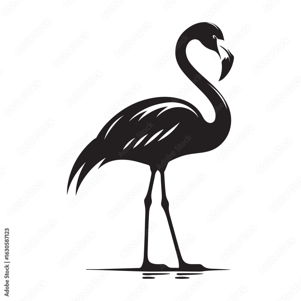 Fototapeta premium Elegant flamingo silhouette with graceful neck curve