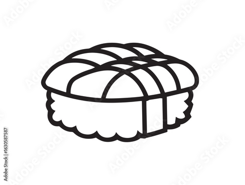 Japanese tempura roll in modern outlined vector art