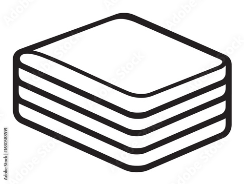 Delicious tiramisu slice icon with minimalist drawing