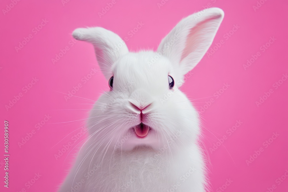 Obraz premium Shocked white rabbit with long ears