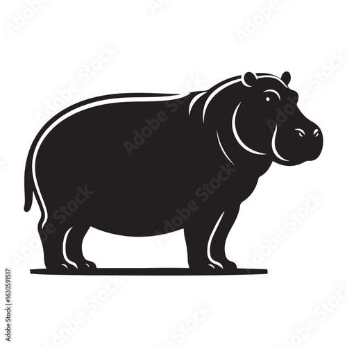 Majestic hippopotamus outline art african wildlife silhouette