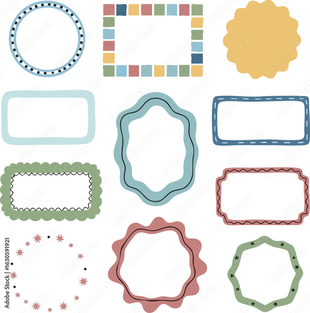 Fototapeta premium and-Drawn Flat Design Style Frames Collection Vol.2 - 手書き風フラットデザインフレーム・コレクション Vol.2