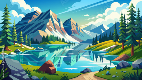 Clearwater Lake in Wells Gray Provincial Park, British Columbia, Canada . The lake is high up in the Cariboo Mountains and feeds the Clearwater River and then the Thompson River