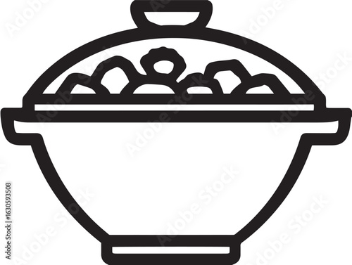 Savory vindaloo meal illustration in clean vector line art