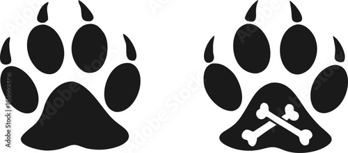 Cute paw print vector icons for dog, cat, and other pets