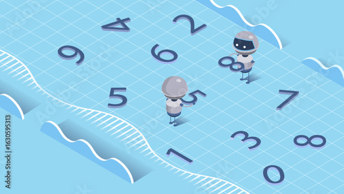 Robots Analyzing Numerical Data on Digital Grid
