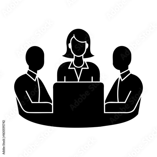 Three People Sitting Around a Table Meeting Discussion Conversation Business Collaboration Strategy Session