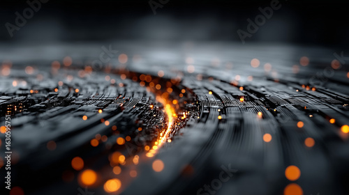 Abstract Artificial Intelligence Concept with Data Streams and Virtual HUD Elements 
