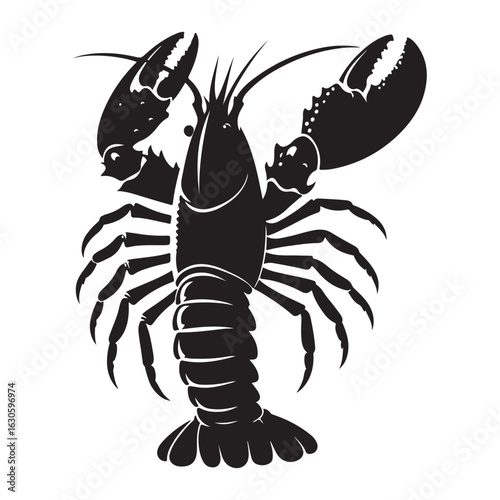 Detailed silhouette illustration of a majestic lobster perfect for seafood branding and oceanic themes