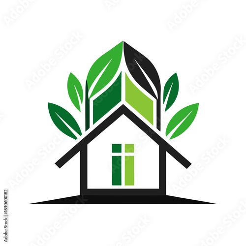 Modern House Logo Design on Black Background. A clean minimalist logo featuring a stylized house graphic
