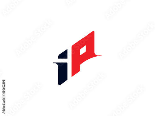 IP logo design. IP logo template with red and black color. PI logo, PI letter