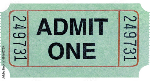 PNG Vintage Green Admit One Ticket.