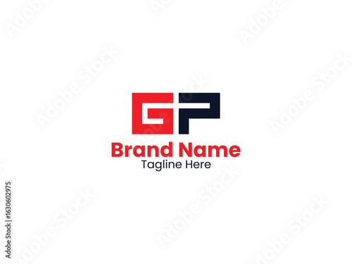 Red and Black color Vector GP logo, Letter GP, GP letter logo design. Initial Letter PG logo design.