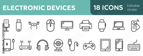 Electronic Devices Icons representing popular gadgets