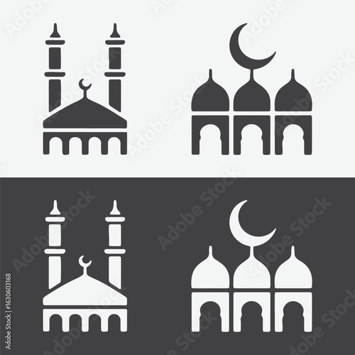 Ramadan and Muslim Vector Icons, Islamic Mosque Symbols