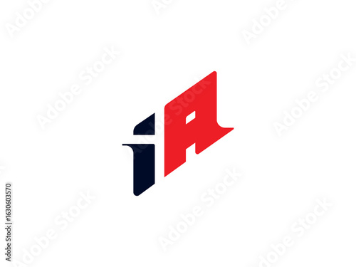 Initial Letter IA logo design. Gaming IA logo template with red and black colors. AI logo, AI letter