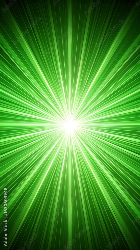 Obraz premium Bright green radial lines explode from center