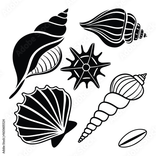 Sea shells vector illustration seamless nature pattern with marine elements and beach design
