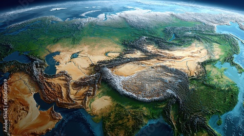 central asia terrain satellite view