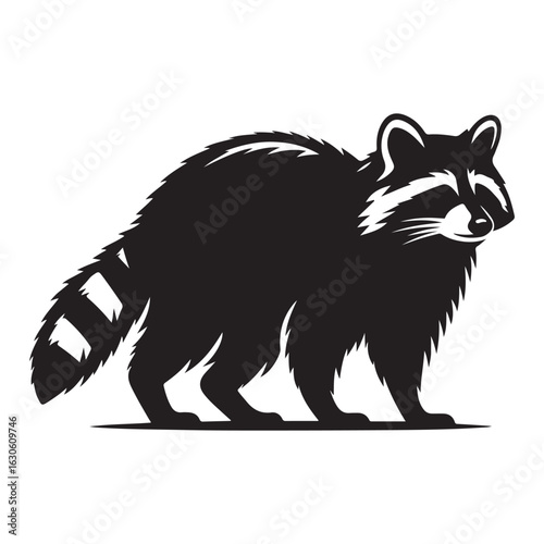 Stylized silhouette of a raccoon in profile ideal for wildlife and nature designs silhouette
