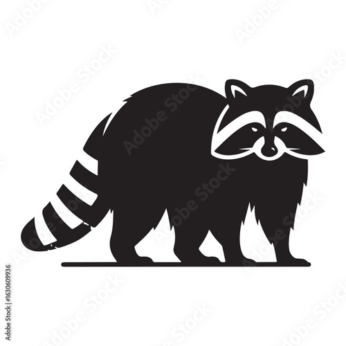Distinctive silhouette of a raccoon in profile perfect for wildlife and nature designs
