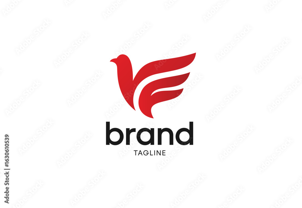 Fototapeta premium Abstract Flying Bird Logo in Red