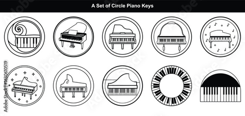 Collection of Circular Piano Key Music Icons