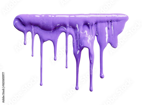 Dripping purple paint on digital creative space isolated on transparent background, png