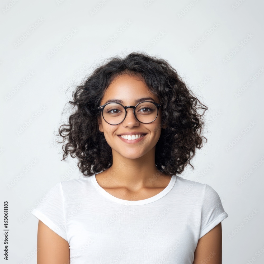 Obraz premium Smiling woman with curly hair
