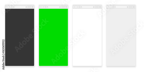 Web Browser Windows: A series of web browser windows featuring a variety of colors, offering a clean, modern aesthetic for digital design and online concept presentations.