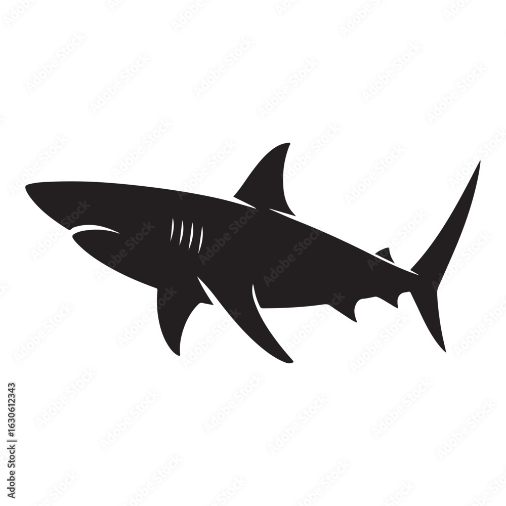 Obraz premium Dynamic shark silhouette in a bold clean vector design