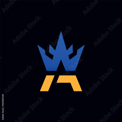 A bold and powerful logo featuring the letter 'A' with a crown. The strong blue and yellow colors convey authority, leadership, and premium quality in a modern, professional design.