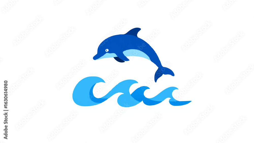 Obraz premium Blue Dolphin Leaping with Pink Heart on White
