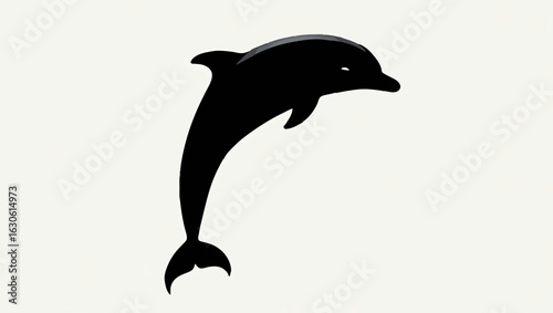 Black Dolphin Silhouette with Eye Detail

