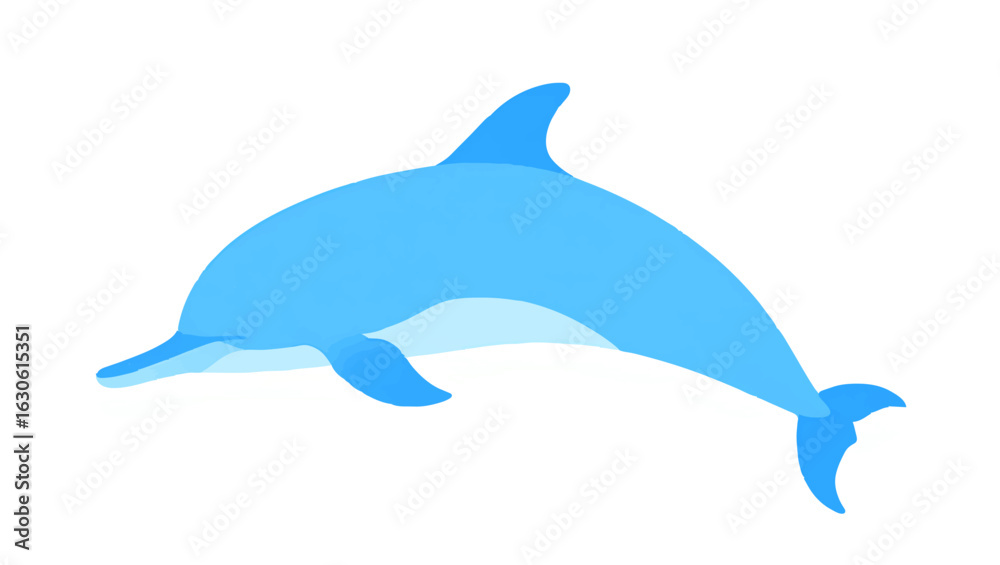Fototapeta premium Blue Dolphin Cutout on White Background