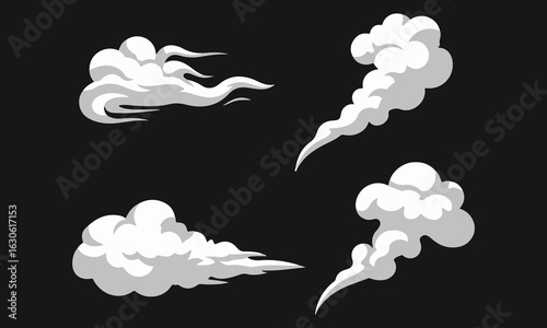 Dynamic Cartoon Visual Effects: A Vector Collection of Smoke, Explosions, Swirls, and Dust Clouds for Comics, Animations, and Action-Packed Graphic Design