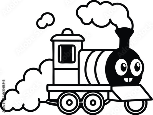 Steam Train with Clouds Vector