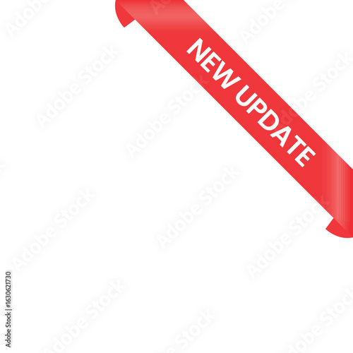 Flat Red Ribbon Corner Tag – New Update Banner Design