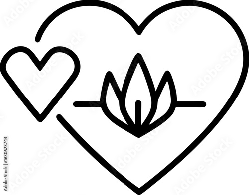 A stylized heart graphic incorporating a pulse line and a serene lotus flower symbolizing love life and spiritual well being perfect for health and wellness themes