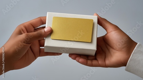 Gift exchange with elegant gold card for special occasions